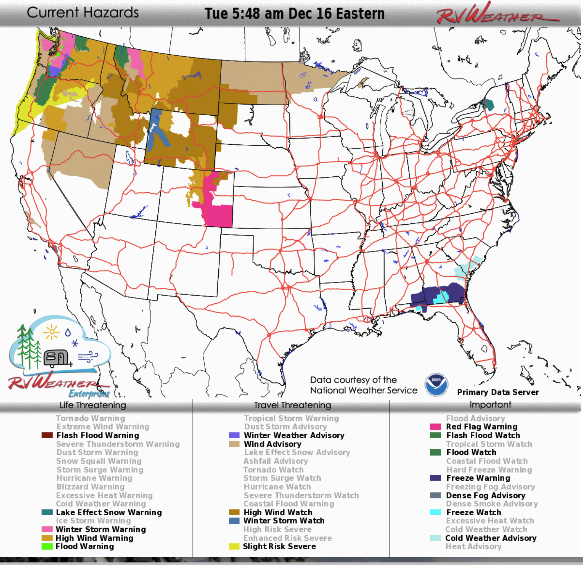 Nationwide High Winds, Blizzard Conditions, and Flood Risk for Travelers