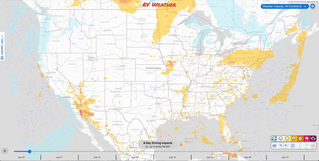 RV Weather route impact forecast example